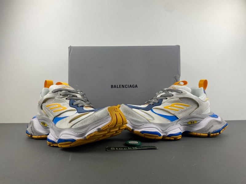 Low Top Sneakers, Blue Yellow Gray Colorway, Lace Up Design, Casual Gift for Sneaker Fans