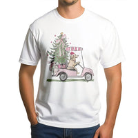 Golf Cart Holiday Dog Shirt, Christmas Golden Retriever T-Shirt, Adorable Xmas Retriever Graphic Tee, Humorous Dog Lover Shirt, Holiday Party Present