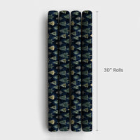 Navy Blue Forest Christmas Gift Wrap, Watercolor Pine Tree Wrapping Paper, Rustic Winter Holiday Wrapping Paper, Nature Tree Gift Wrap