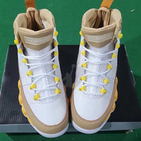 High Top Sneakers, White Beige Yellow Colorway, Lace Up Design, Casual Gift for Sneaker Fans