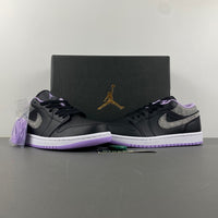 Retro Low Top Sneakers, Black Purple Colorway, Lace Up Design, Casual Gift for Sneaker Fans