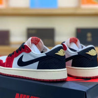 Low Top Sneakers, Red Navy White Colorway, Lace Up Design, Casual Gift for Sneaker Fans