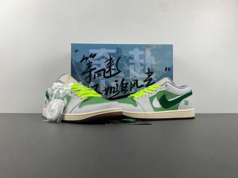 Low Top Sneakers, Neon Green White Colorway, Lace Up Design, Casual Gift for Sneaker Fans