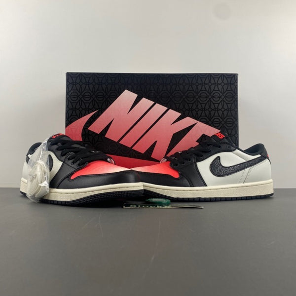 Low Top Sneakers, White Black Red Colorway, Lace Up Design, Casual Gift for Sneaker Fans