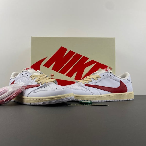 Low Top Sneakers, White Red Colorway, Reverse Hook Design, Lace Up Design, Casual Gift for Sneaker Fans