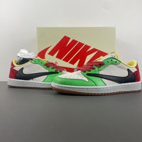 Low Top Sneakers, White Black Green Yellow Colorway, Reverse Hook Design, Lace Up Design, Casual Gift for Sneaker Fans