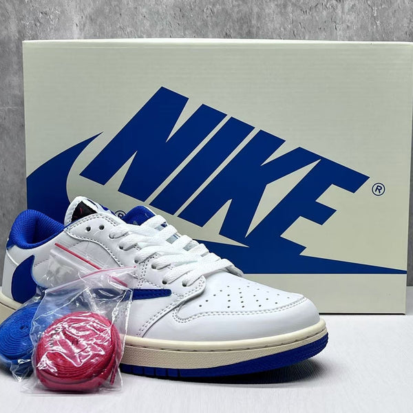 Low Top Sneakers, White Blue Colorway, Reverse Hook Design, Lace Up Design, Casual Gift for Sneaker Fans