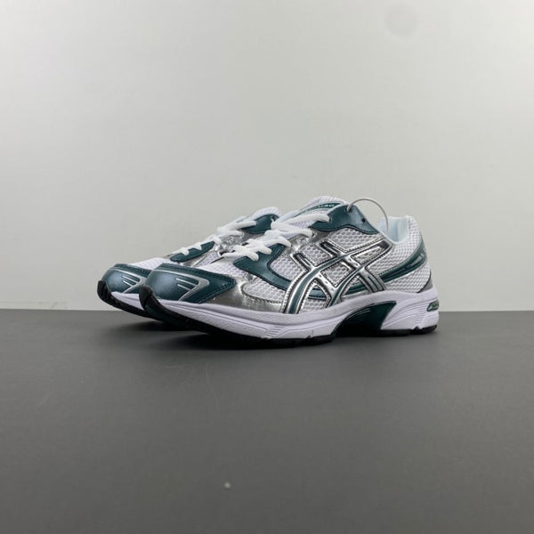 Low Top Sneakers, White Green Silver Colorway, Lace Up Design, Casual Gift for Sneaker Fans
