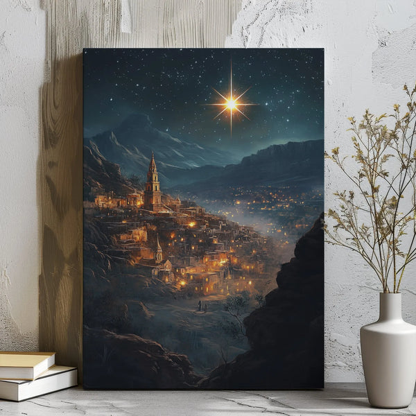 Nativity Scene Canvas Print, Star of Bethlehem Canvas Wall Art, Christian Holiday Wall Decor, Religious Art Canvas, Christmas