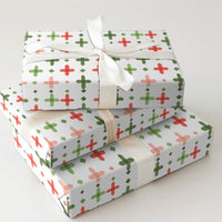Red Green Plus Sign Gift Wrap, Geometric Christmas Wrapping Paper, Modern Holiday Wrapping Paper, Minimalist Festive Gift Wrapping Paper