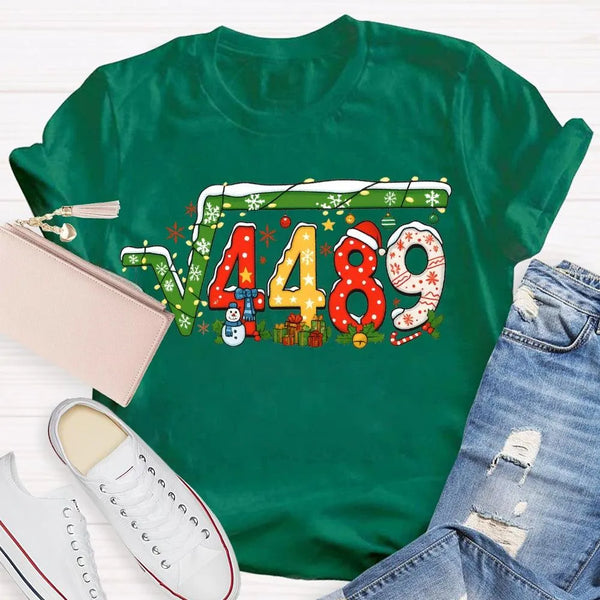 Holiday Snowflakes Lights Graphic Tee, Math Teacher Christmas T-Shirt, Humorous Math Teacher Xmas Shirt, Winter STEM Educator