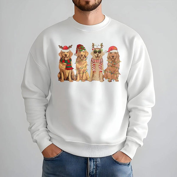Humorous Holiday Dog Crewneck, Golden Retriever Christmas Sweatshirt, Retro Dog Mom Christmas Sweater, Golden Retriever Lover