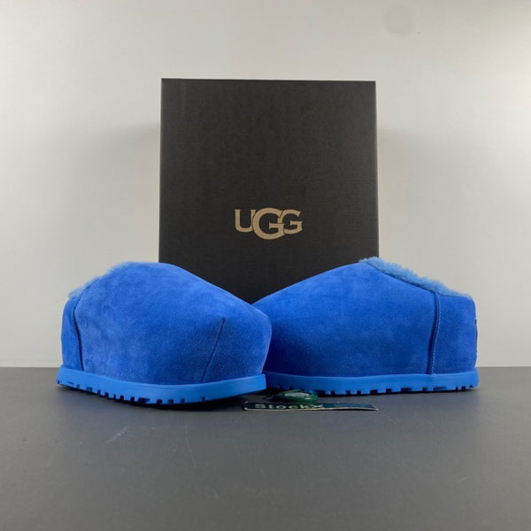Slides, Blue Colorway, Slip On Design, Wool Detail, Casual Gift for Shoe Lovers