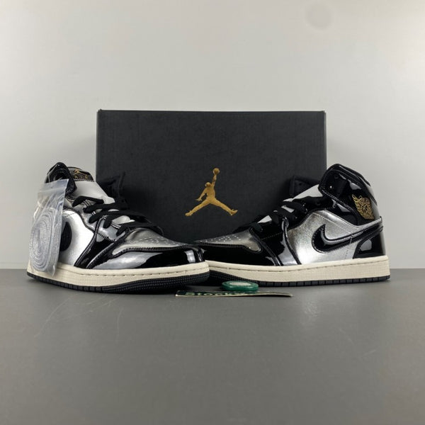 Mid Top Sneakers, Black Silver Gold Colorway, Lace Up Design, Casual Gift for Sneaker Fans