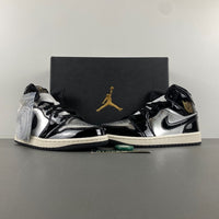 Mid Top Sneakers, Black Silver Gold Colorway, Lace Up Design, Casual Gift for Sneaker Fans