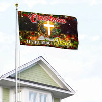 Christian Cross Nativity Flag, It's All About Jesus Christmas House Flag, Double Sided Holiday Garden Flag, Religious Xmas Decor