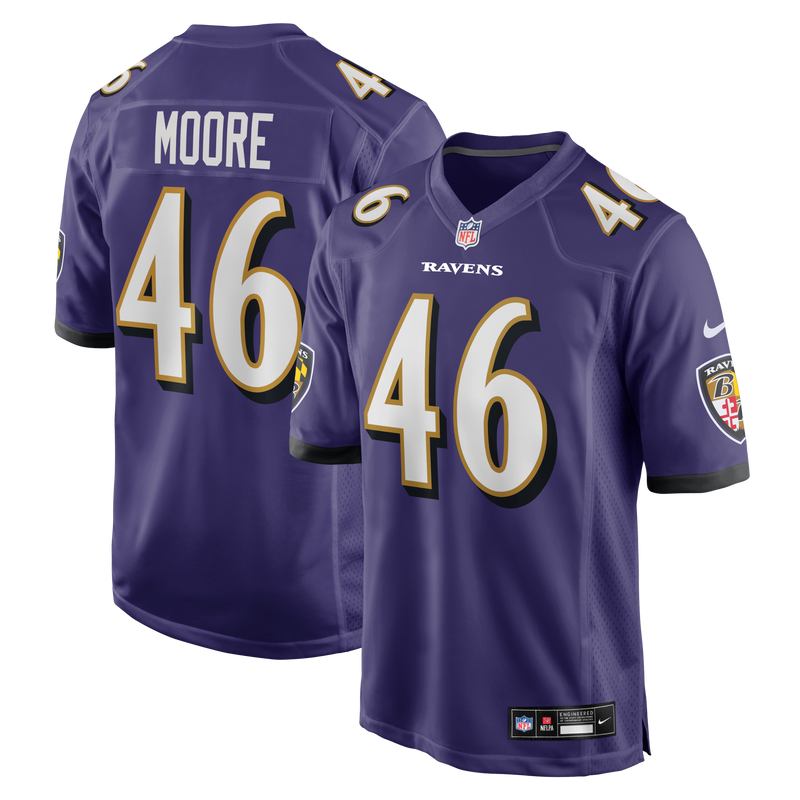 Baltimore Ravens Nick Moore Purple Game Jersey