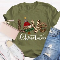 Festive Tree Graphic Shirt, Christmas Leopard Print T-Shirt, Trendy Animal Print Holiday Tee, Retro Merry Christmas Graphic T-Shirt