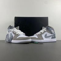 Mid Top Sneakers, White Gray Colorway, Lace Up Design, Casual Gift for Sneaker Fans