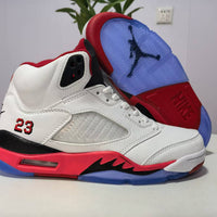 High Top Sneakers, White Red Colorway, Lace Up Design, Casual Gift for Sneaker Fans