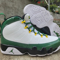 High Top Sneakers, White Green Colorway, Lace Up Design, Casual Gift for Sneaker Fans