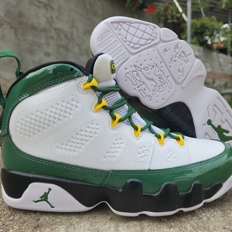 High Top Sneakers, White Green Colorway, Lace Up Design, Casual Gift for Sneaker Fans