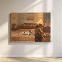 Vintage Bull Terrier Holiday Canvas Print, Bull Terrier Christmas Canvas Wall Art, Dog Painting Canvas, Christmas Dog Lover Wall Decor