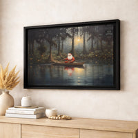 Magical Swamp Christmas Canvas Print, Santa Claus Bayou Canvas Wall Art, Southern Holiday Wall Art, Whimsical Xmas Canvas, Seasonal Art Present