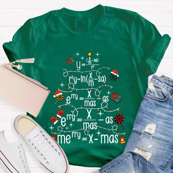 Math Equation Holiday Tee, Math Teacher Christmas Tree T-Shirt, Humorous Math Teacher Xmas Shirt, STEM Graphic Tee, Educator 