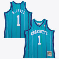 Charlotte Hornets Baron Davis 1999 Swingman Road Authentic Jersey - Teal