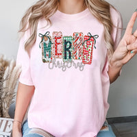 Coquette Aesthetic Christmas Shirt, Merry Christmas T-Shirt, Adorable Preppy Holiday Graphic Tee, Retro Winter Christmas T-Shirt, Present for Her