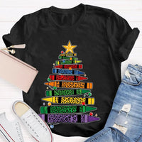 Art Teacher T-Shirt, Colored Pencils Leopard Christmas Tree Shirt, Holiday Graphic Tee, Festive Art Teacher Shirt, Christmas Present for Her
