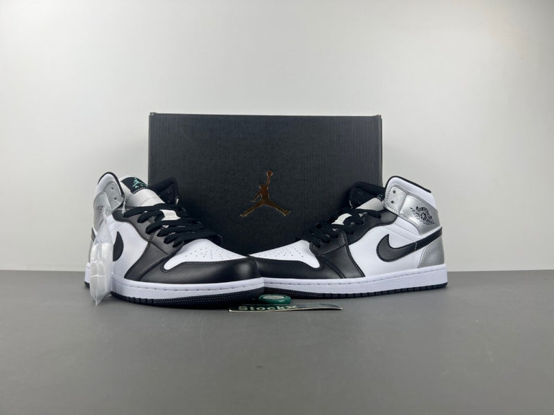 Mid Top Sneakers, White Black Silver Colorway, Lace Up Design, Casual Gift for Sneaker Fans