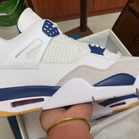 Mid Top Sneakers, Blue White Gray Navy Colorway, Lace Up Design, Casual Gift for Sneaker Fans