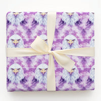 Artistic Bird Present Wrap, Bald Eagle Gift Wrapping Paper, Purple Watercolor Gift Wrap, Wildlife Animal Lover Christmas Wrapping Paper