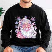 Disco Ball Hat Christmas Sweatshirt, Pink Santa Sweatshirt, Retro Bubble Gum Santa Sweater, Trendy Holiday Crewneck, Present for Teen Girls