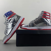 Boots, Blue Red Silver Colorway, Lace Up Design, Casual Gift for Shoe Lovers