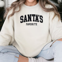 Vintage Varsity Santa Sweatshirt, Santas Favorite Christmas Sweatshirt, Retro Holiday Typography Sweater, Comfy Winter Crewneck Present