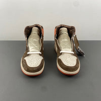 High Top Sneakers, Off White Orange Brown Colorway, Lace Up Design, Casual Gift for Sneaker Fans