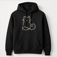 Fairy Lights Kitty Sweatshirt, Cat Christmas Hoodie, Adorable Cat Holiday Hooded Pullover, Festive Kitten Christmas Hoodie, Present for Cat Lovers