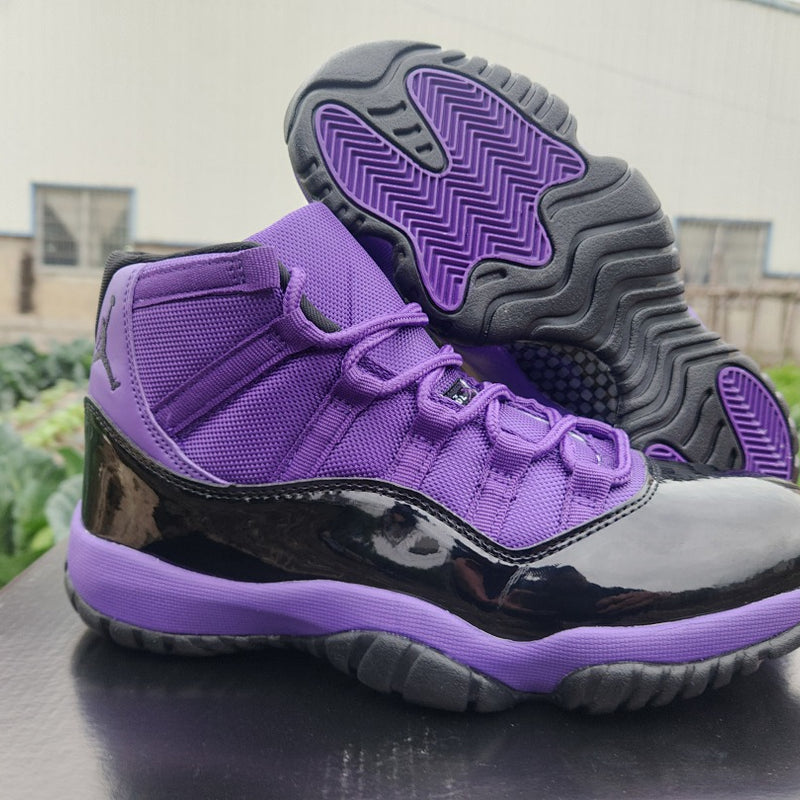 High Top Sneakers, Black Purple Colorway, Lace Up Design, Casual Gift for Sneaker Fans