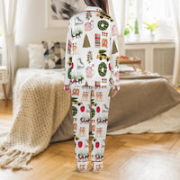 NYC Holiday Icons Pajamas, New York Christmas Satin Pajama Set, Festive City Sleepwear Set, Christmas Pajama Loungewear, NYC Fan Present