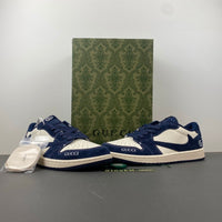 Low Top Sneakers, Off White Blue Colorway, Reverse Hook Design, Lace Up Design, Casual Gift for Sneaker Fans