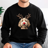 Reindeer Antlers Dog Crewneck, Goldendoodle Christmas Sweatshirt, Adorable Xmas Doodle Sweater, Holiday Dog Lover Pullover, Doodle Mom Present
