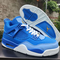 Mid Top Sneakers, Royal Blue Gold Colorway, Lace Up Design, Casual Gift for Sneaker Fans