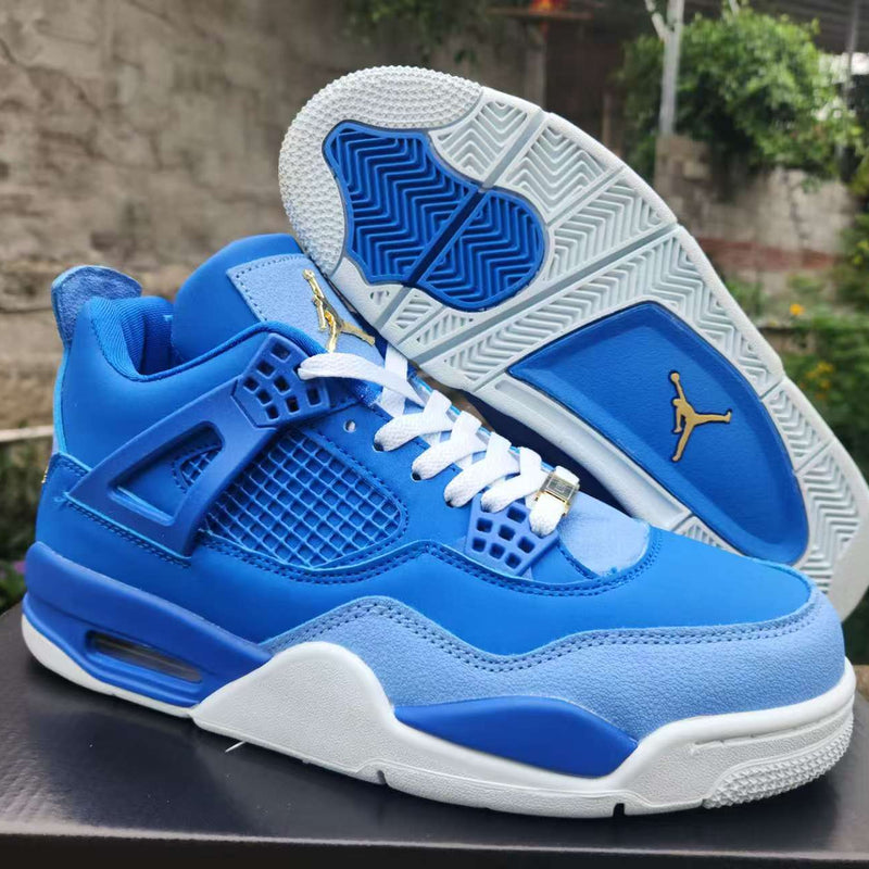 Mid Top Sneakers, Royal Blue Gold Colorway, Lace Up Design, Casual Gift for Sneaker Fans