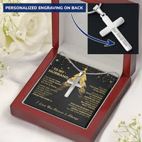 Engraved Stainless Steel Cross Pendant, Personalized Cross Necklace for Husband, Mens Religious Jewelry, Romantic Christmas Present for Him