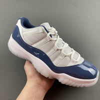 Low Top Sneakers, Navy Blue White Colorway, Lace Up Design, Casual Gift for Sneaker Fans