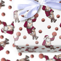 Sporty Santa Gift Wrap, Basketball Santa Wrapping Paper, Basketball Holiday Wrapping Paper, Christmas Sports Gift Wrap