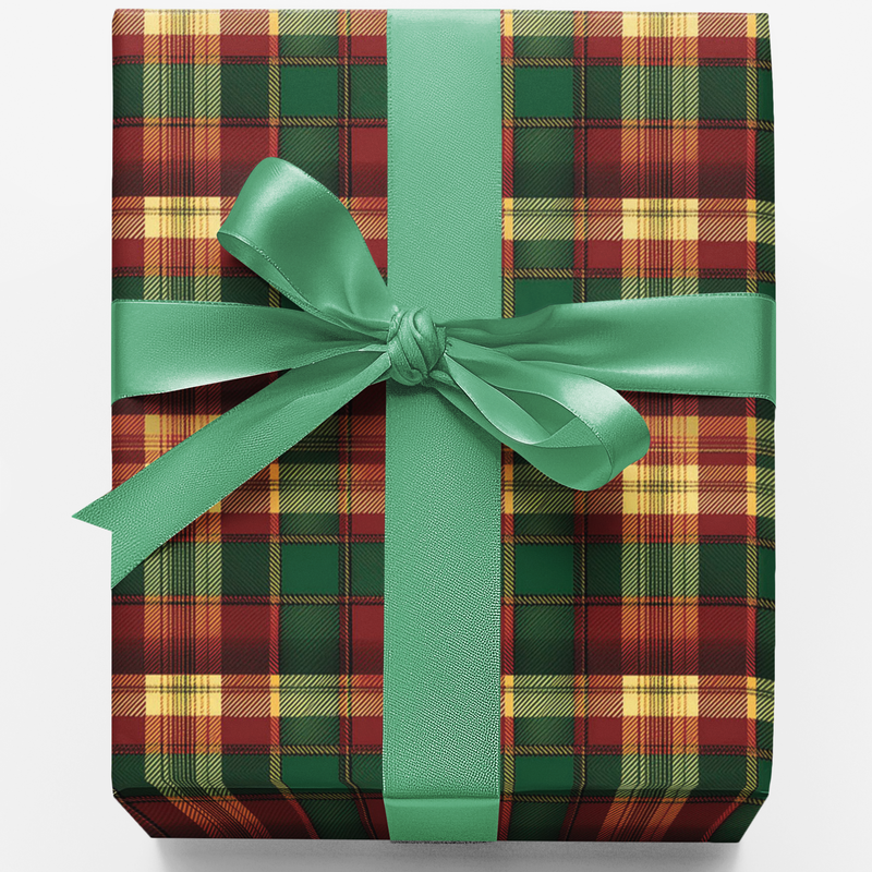 Traditional Holiday Gift Wrap, Tartan Plaid Christmas Wrapping Paper, Red and Green Plaid Paper, Rustic Winter Holiday Gift Wrapping Paper